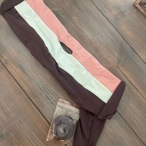 Pink and Brown Headband with White Stripe